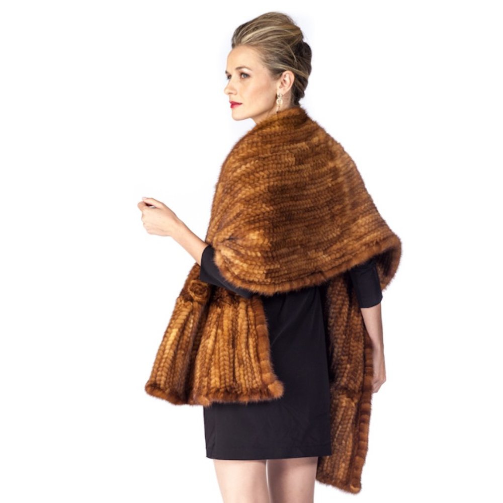 Golden Dyed Mink Fur Cape -Ruffles and Roses